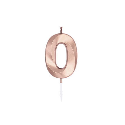0-Jahres-Kerze in Roségold-Metallic, 6 cm