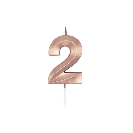 2-Jahres-Kerze in Roségold-Metallic, 6 cm