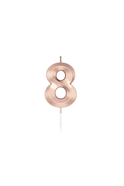 8-Jahres-Kerze, Roségold-Metallic, 6 cm