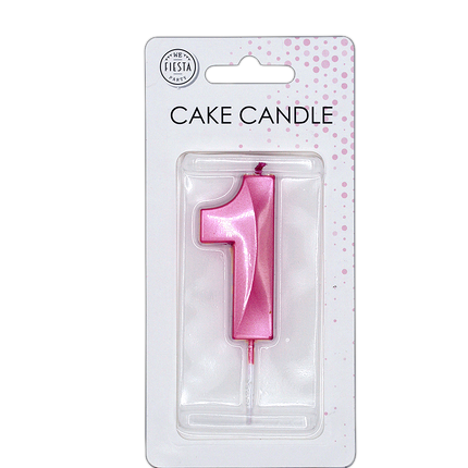 1-Jahres-Kerze, rosa metallic, 6 cm