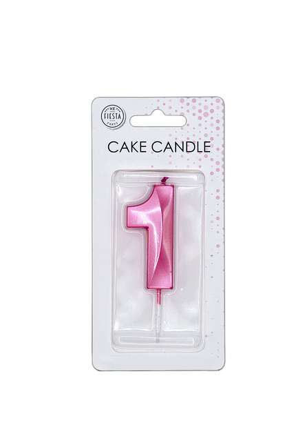 1-Jahres-Kerze, rosa metallic, 6 cm