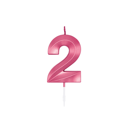 2-Jahres-Kerze, rosa metallic, 6 cm