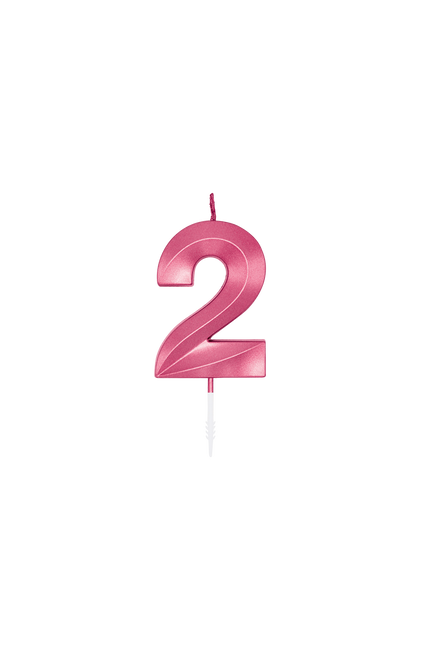 2-Jahres-Kerze, rosa metallic, 6 cm