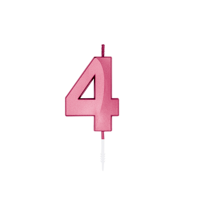 4-Jahres-Kerze, rosa metallic, 6 cm