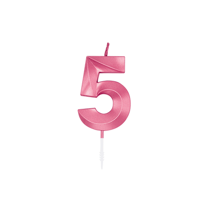 5-Jahres-Kerze, rosa metallic, 6 cm