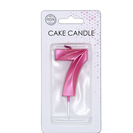 7-Jahre-Kerze, rosa metallic, 6 cm