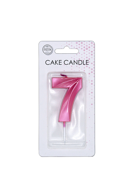 7-Jahre-Kerze, rosa metallic, 6 cm