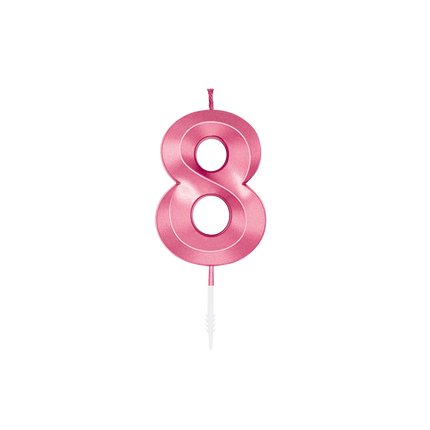 8-Jahre-Kerze, rosa metallic, 6 cm