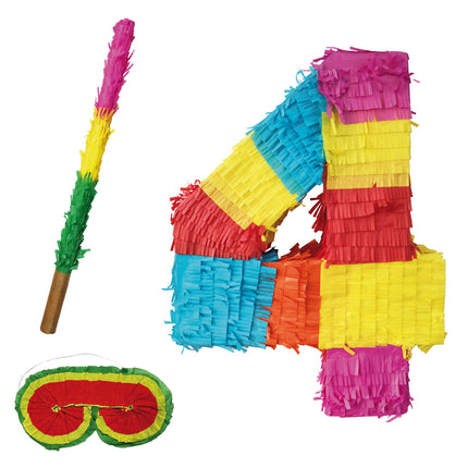 Zahl 4 Piñata-Set, 3-teilig, 45 cm