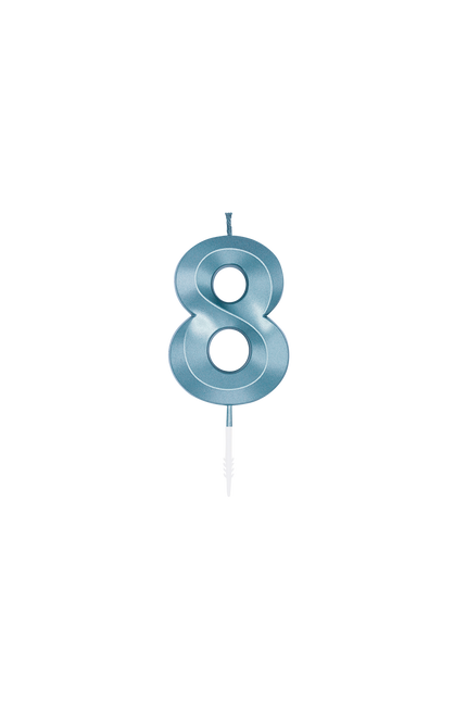 8-Jahres-Kerze, blau metallic, 6 cm