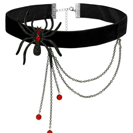 HALSBAND SPINNE MIT STRASSSTEINEN ROT
