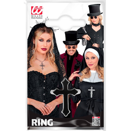 RING KREUZ SCHWARZ