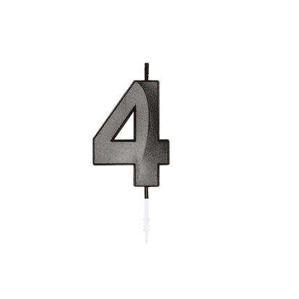 4-Jahres-Kerze, schwarz metallic, 6 cm