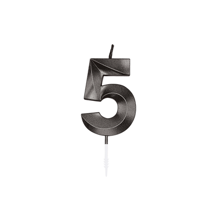 5-Jahres-Kerze, schwarz metallic, 6 cm