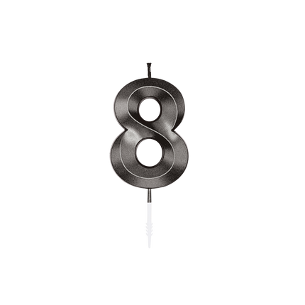 8-Jahres-Kerze, schwarz metallic, 6 cm