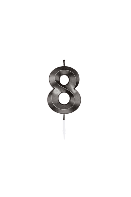 8-Jahres-Kerze, schwarz metallic, 6 cm