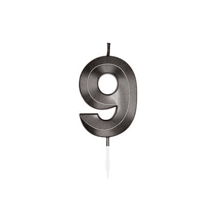 9 Kerze, schwarz metallic, 6 cm