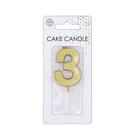 3 Kerze, Gold-Metallic, 4,5 cm