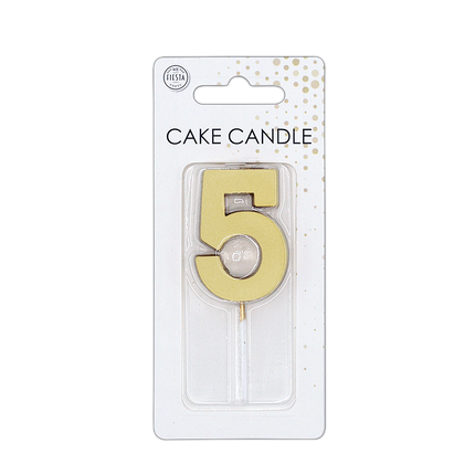 5 Kerze, Gold-Metallic, 4,5 cm