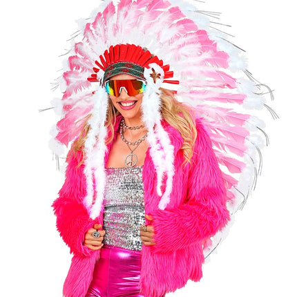 Pelzmantel Plüsch Damen Neon Pink