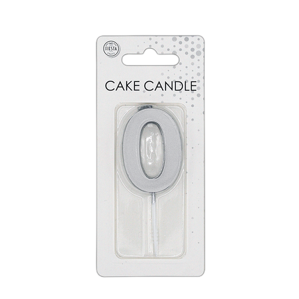 0 Kerze Silber Metallic 4,5 cm