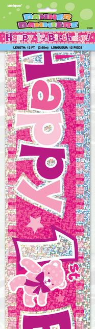 Happy 1St Birthday Banner Rosa 3.65m
