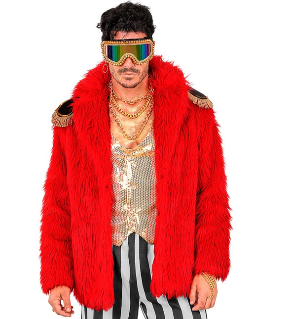 Pelzmantel Plüsch Rot