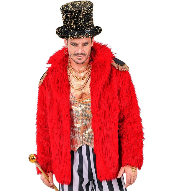 Pelzmantel Plüsch Rot