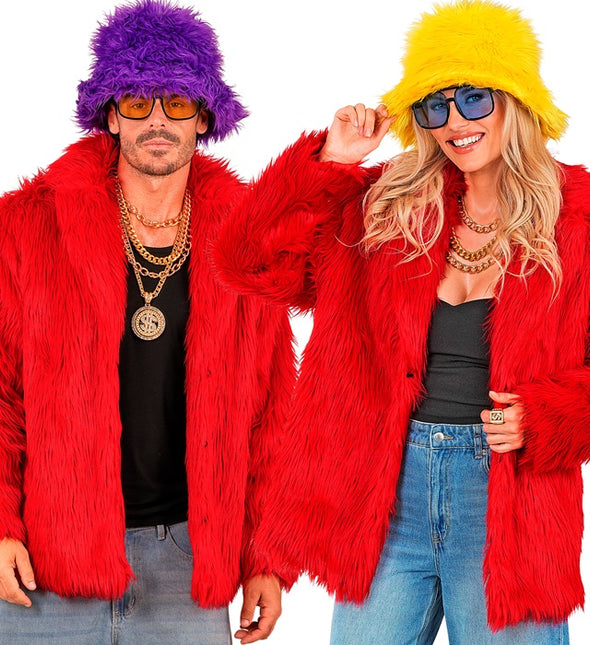 Pelzmantel Plüsch Rot