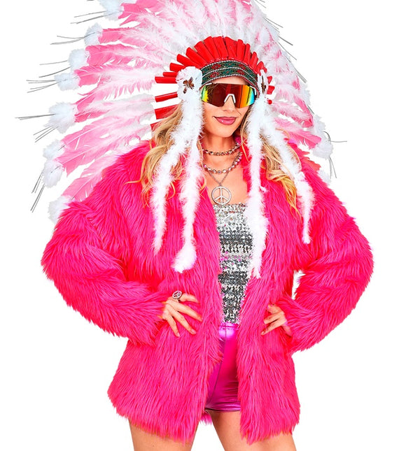 Pelzmantel Plüsch Neon Pink