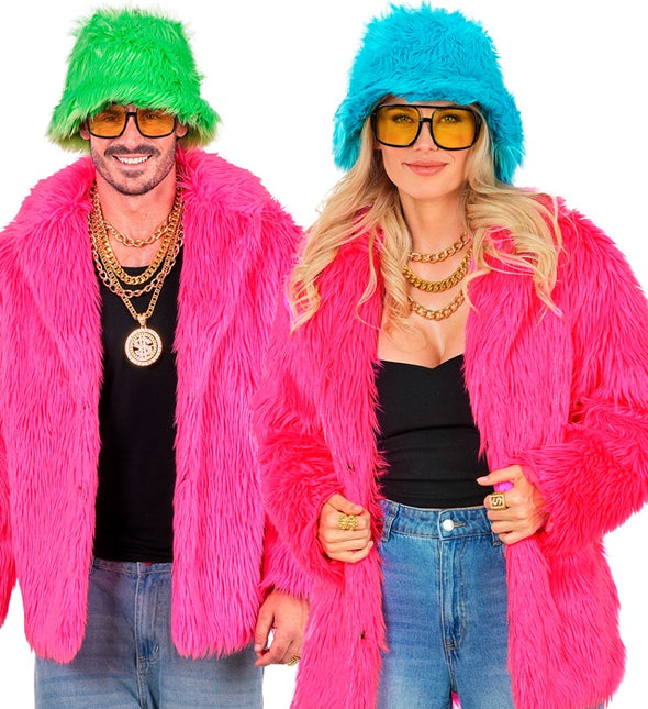 Pelzmantel Plüsch Neon Pink