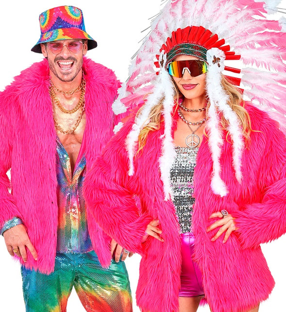 Pelzmantel Plüsch Neon Pink