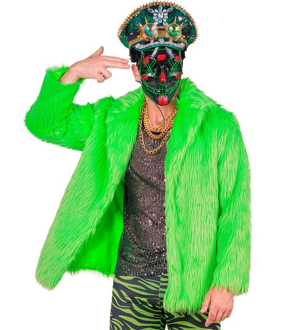 Pelzmantel Plüsch Neon Grün