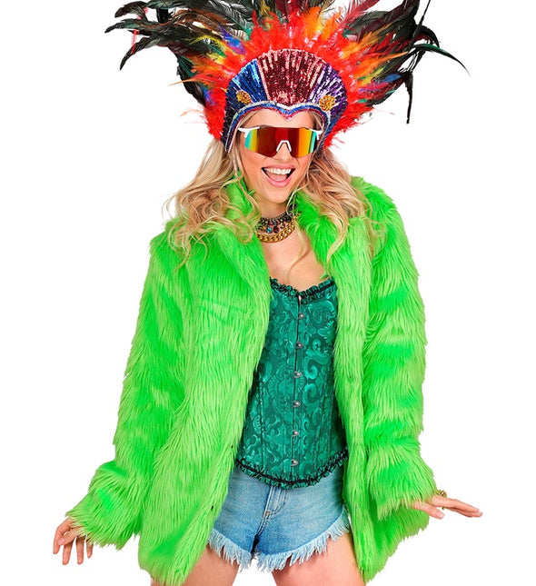 Pelzmantel Plüsch Neon Grün