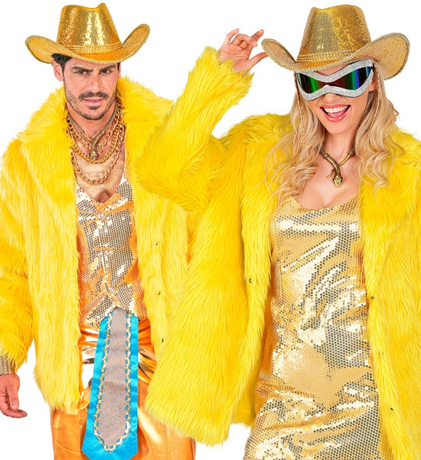 Pelzmantel Plüsch Gelb