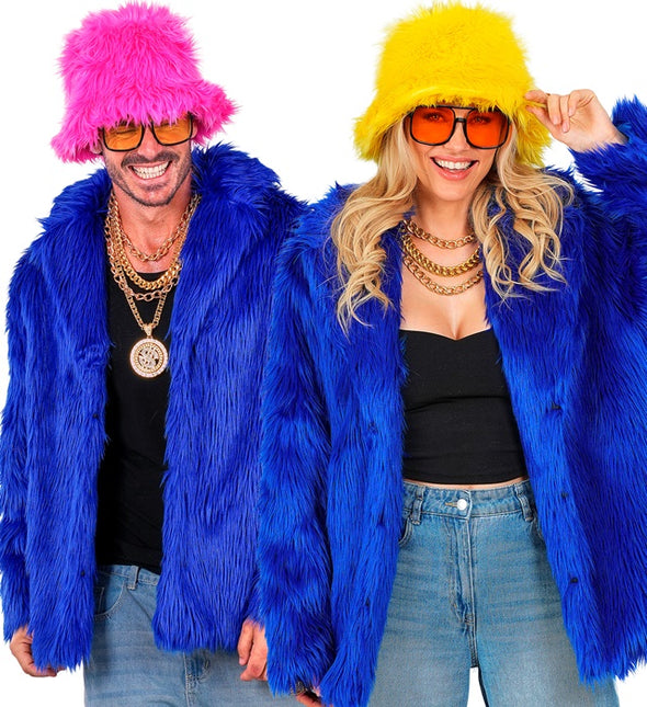 Pelzmantel Plüsch Blau