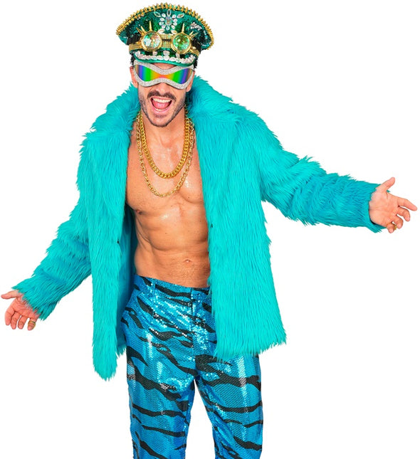 Pelzmantel Plüsch Türkis