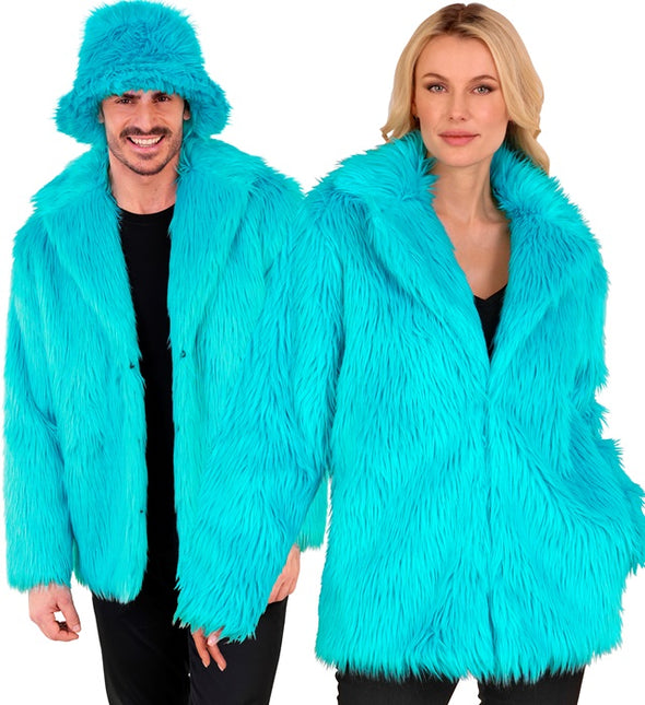 Pelzmantel Plüsch Türkis