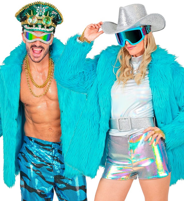 Pelzmantel Plüsch Türkis