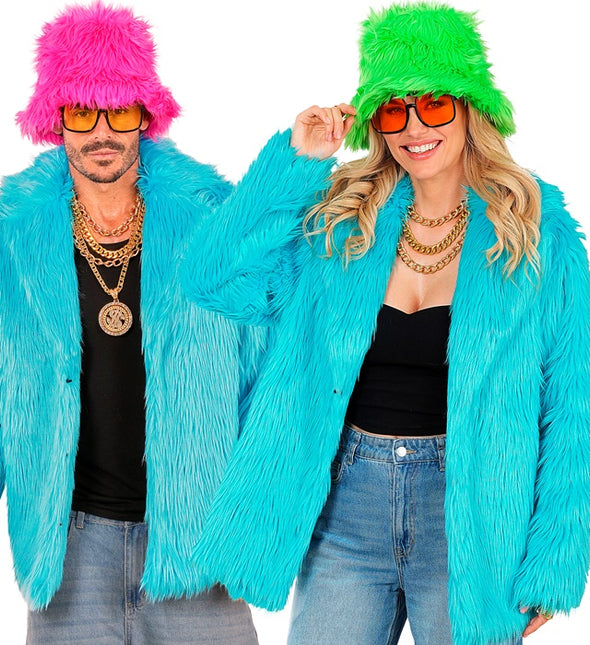 Pelzmantel Plüsch Türkis