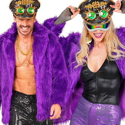 Pelzmantel Plüsch Lila