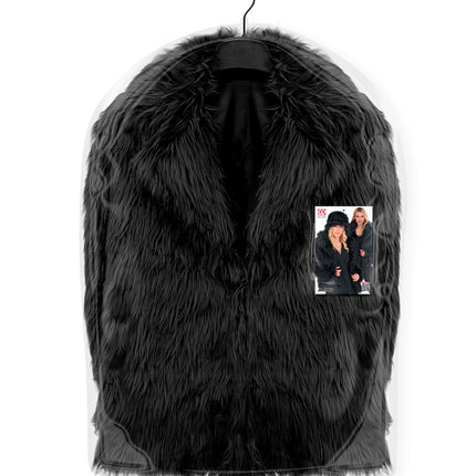 Pelzmantel Plüsch Damen Schwarz