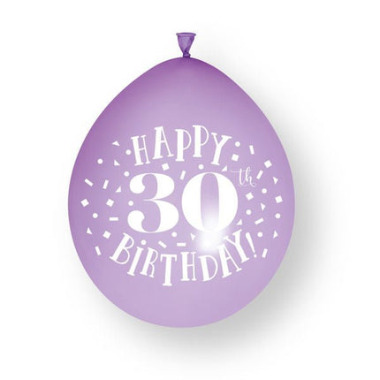 10ct Happy 30th Birthday 23cm Latex Balloons van Unique koop je bij Partywinkel