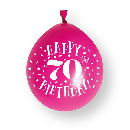 10ct Happy 70th Birthday 23cm Latex Balloons van Unique koop je bij Partywinkel