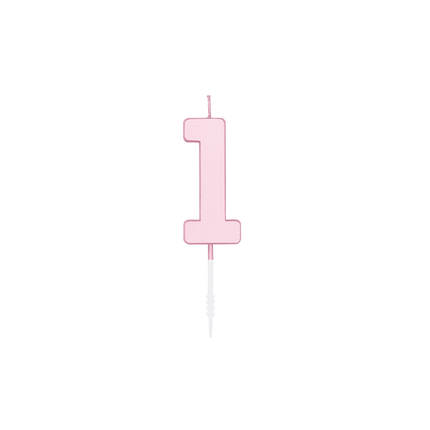 1-Jahres-Kerze, Pastellrosa, 4,5 cm