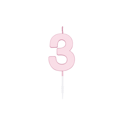 3-Jahres-Kerze, Pastellrosa, 4,5 cm