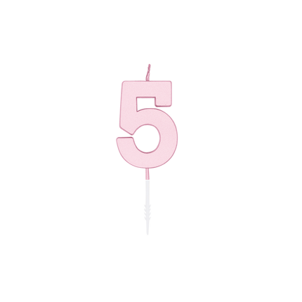 5-Jahres-Kerze, Pastellrosa, 4,5 cm
