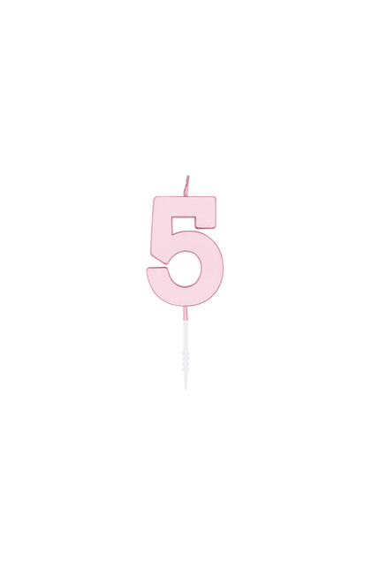 5-Jahres-Kerze, Pastellrosa, 4,5 cm