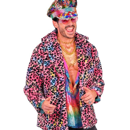 Pelzmantel Plüsch Multi Leopard