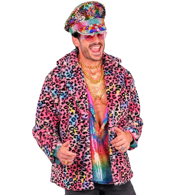 Pelzmantel Plüsch Multi Leopard